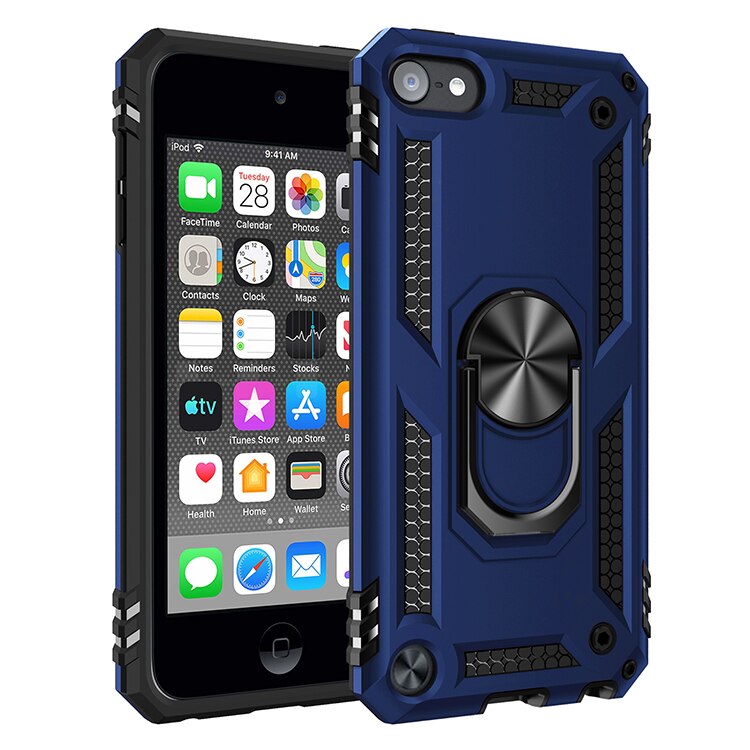 Anti-fall case For iPhone iPod Touch 5 6 7 Case Cover Ring Bracket Holder Shockproof Armor Back Shell For iPod touch 5 6 7 Coque: iPhone iPod touch 7 / Navy