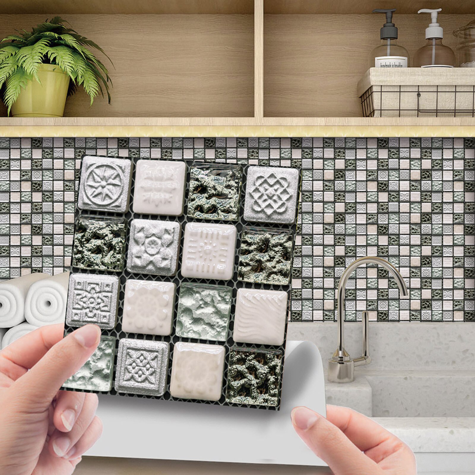 10pc 3D Crystal Tile Stickers DIY Waterproof Self-Adhesive Wall Stickers merry Christmas Decoration For Home: H