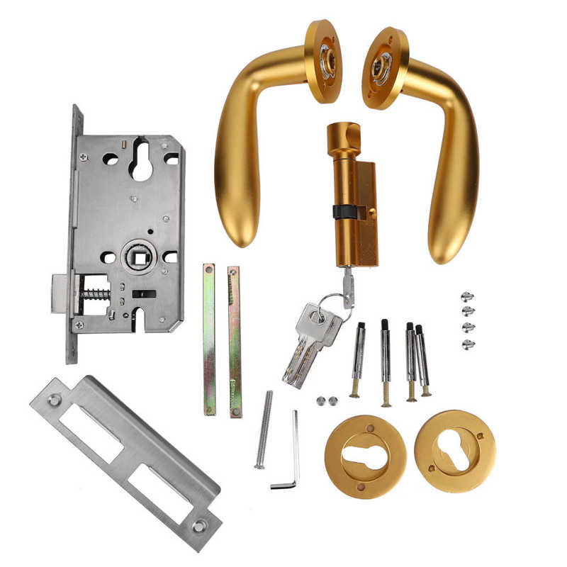 door handles for interior doors Zinc Alloy Super Silent Entry Door Handle Lock Locking Lever Set Reversible for Right Left