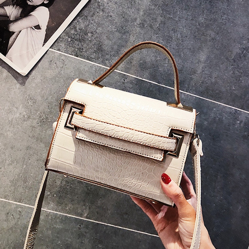 SGARR Damhandväska i PU-läder - Liten Casual Krokodil Crossbody Tote
