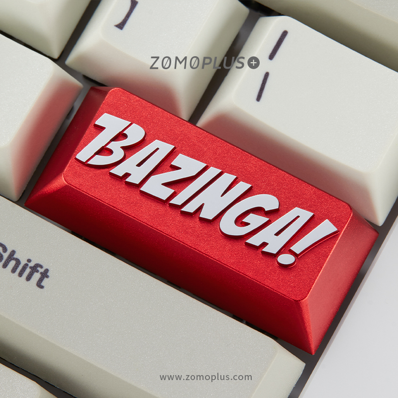 zomo Bazinga Artisan Keycap CNC anodized aluminum Compatible Cherry MX switch backspace or Enter red silver colorway
