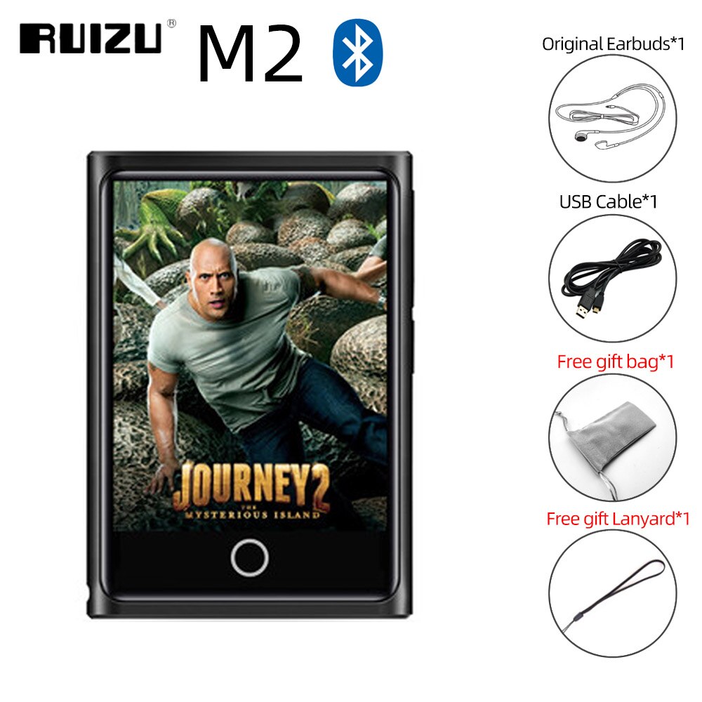 RUIZU-reproductor MP3 M2 completamente táctil, por Bluetooth, reproductor de Audio portátil de 8GB 16GB con Radio FM, grabación de E-book, reproductor de vídeo: Black / 8 GB