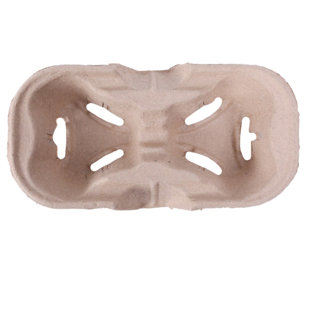 20PCS Disposable Paper Pulp Cup Tray Eco-friendly Paper Coffee Holder Takeout Coffee Milk Tea Paper Tray Portable 2 Cups Drink C