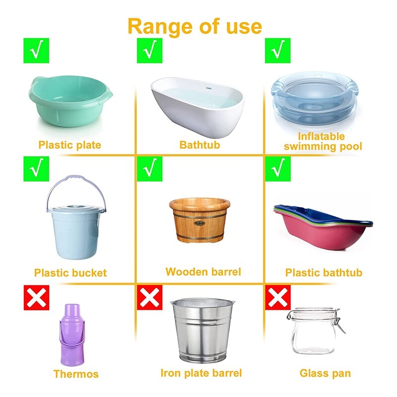 Immersion Water Heater 2000W, Portable Submersible Water Heater for Inground Pools,Bucket Heater,Inflatable Pool US Plug