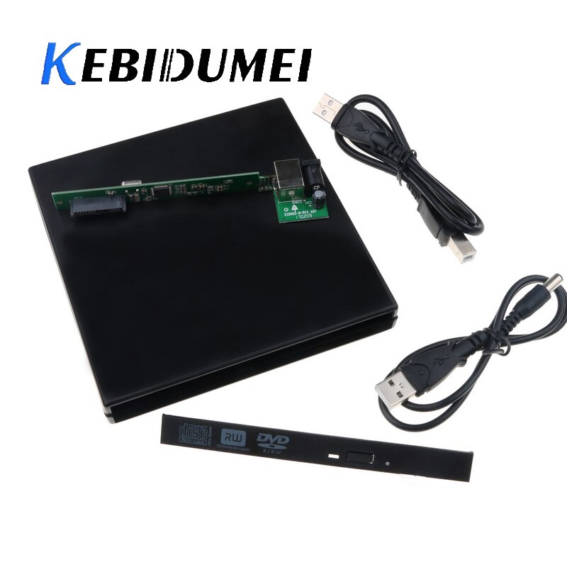 Kebidu-unidade óptica sata 12.7mm, portátil, usb 2.0, sata, unidade externa para dvd, cd, dvd-rom, caixa de acionamento para laptop e notebook