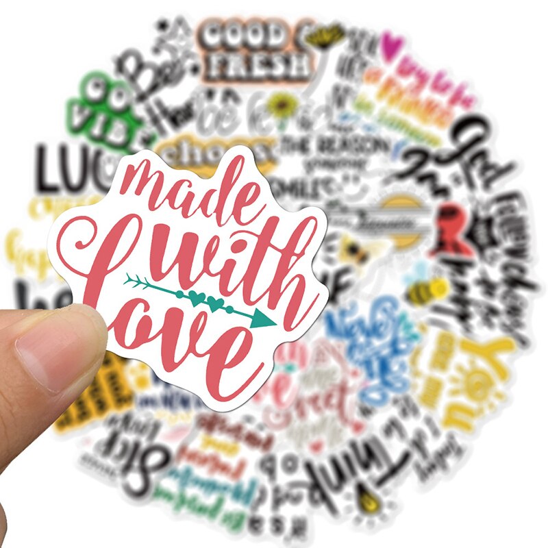 50 stücke Englisch Buchstaben Begriff Graffiti Aufkleber inspirierend Zitate Aufkleber Für Laptop Skateboard Scrapbooking freundlicher Aufkleber Pack