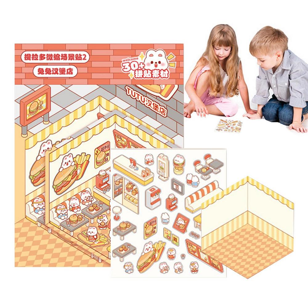 Make Your Own Scene Stickers Funny 3D Effect Sticker Safe Books Decoration Art Craft Supplies Cartoon House Decals Reusable Diar: Red