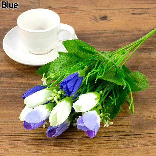 1 Boeket 15 Heads Nep Tulp Bud Kunstmatige Bloem Wedding Party Home Decor Diy Bloemen Boeketten Arrangement Nep Bloemen: Blauw