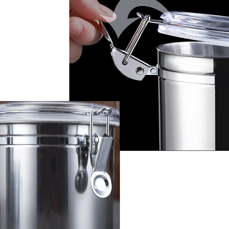 Stainless Steel Airtight Coffee Container Storage Canister Set Coffee Jar Canister With Scoop For Coffee Beans Tea 700ml/1400ml