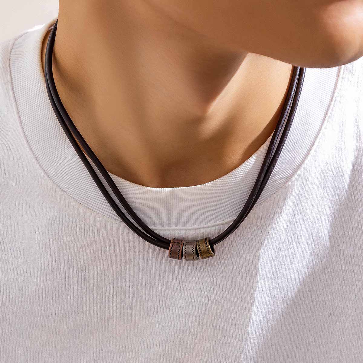 Jahrgang Halsband-halskette aus pu-leder mit metal...  Grandado