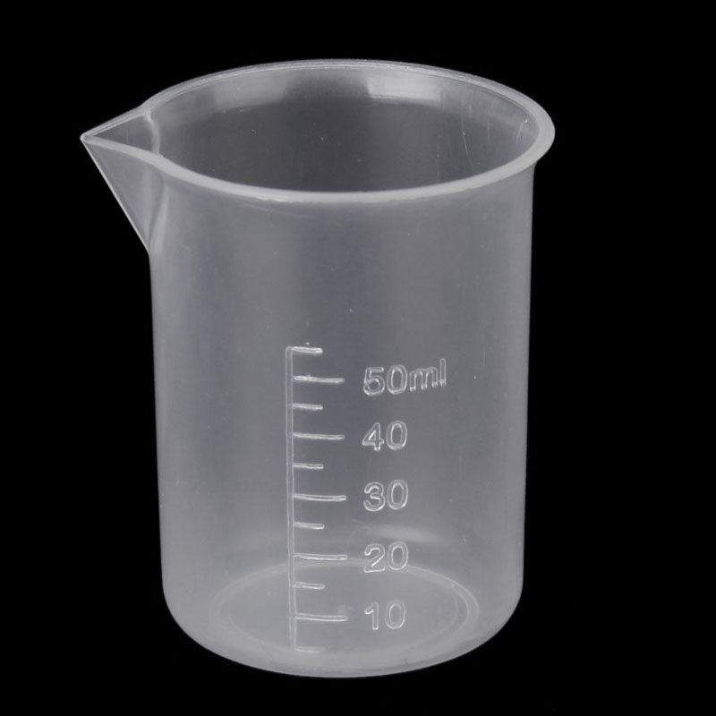 50mL Graduated Beaker Clear Plastic Measuring Cup Practical Office School Laboratory Supplies Hogard