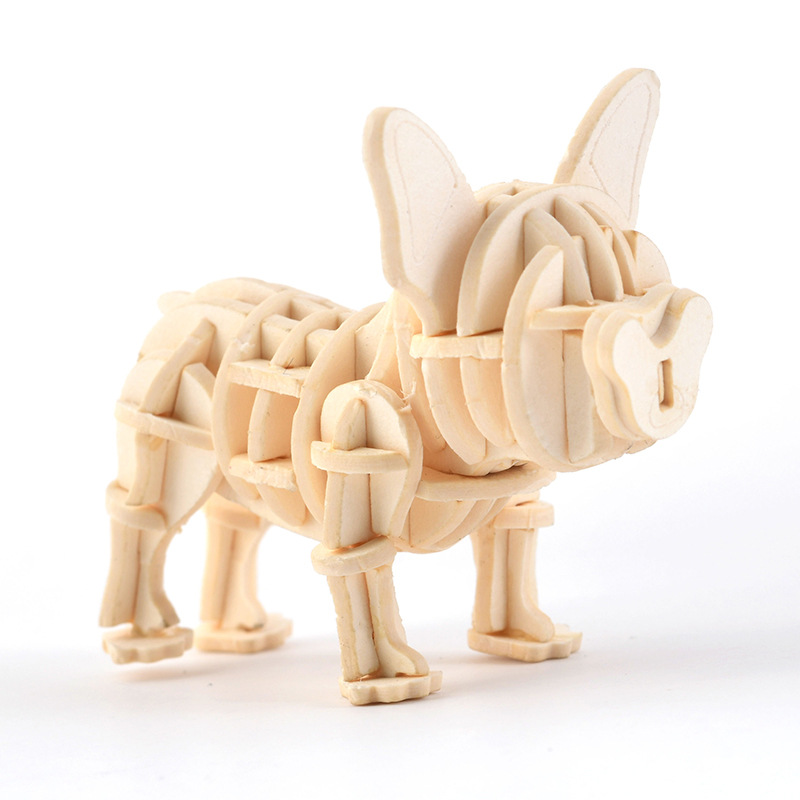 DIY 3D Wooden Puzzle Model Animal Montessori Toys for Children Crafts Dachshund Skeleton Assembly Set for Kids Adults Teens