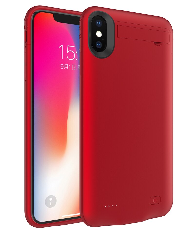 Suqy External Battery 4200mAh for Iphone X Charging Case Batterie Externe for Iphone Xs Case Power Bank Bateria Externa Cases: Red