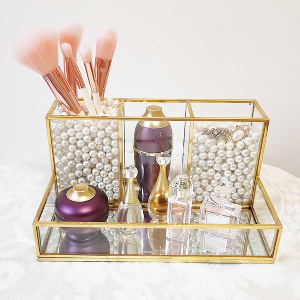 Beauty Clear Makeup Brush Pen and Pencil Holder - 4 Grid to Hold Makeup Brushes, Lipsticks, Eyebow and Lipstick