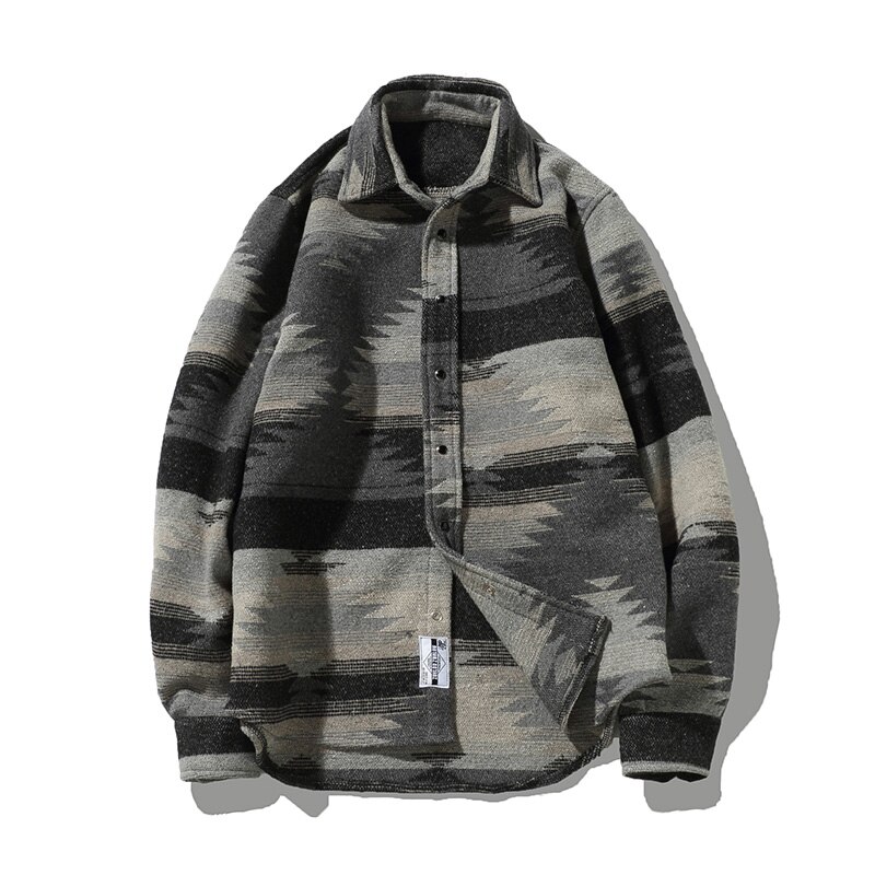 Dikke overhemden voor heren vintage wollen vrijetijdskleding casual overhemd heren plus size streetwear chemise homme flanel: Grijs / Aziatisch 4xl