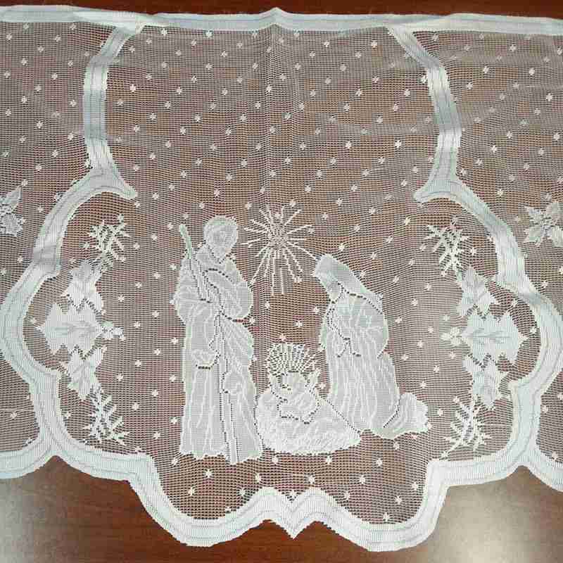 1pcs Christmas Lace Tablecloth Virgin Mary Religious Day Fireplace Cover Table Runner Furnace Cloth Home Party Supplies