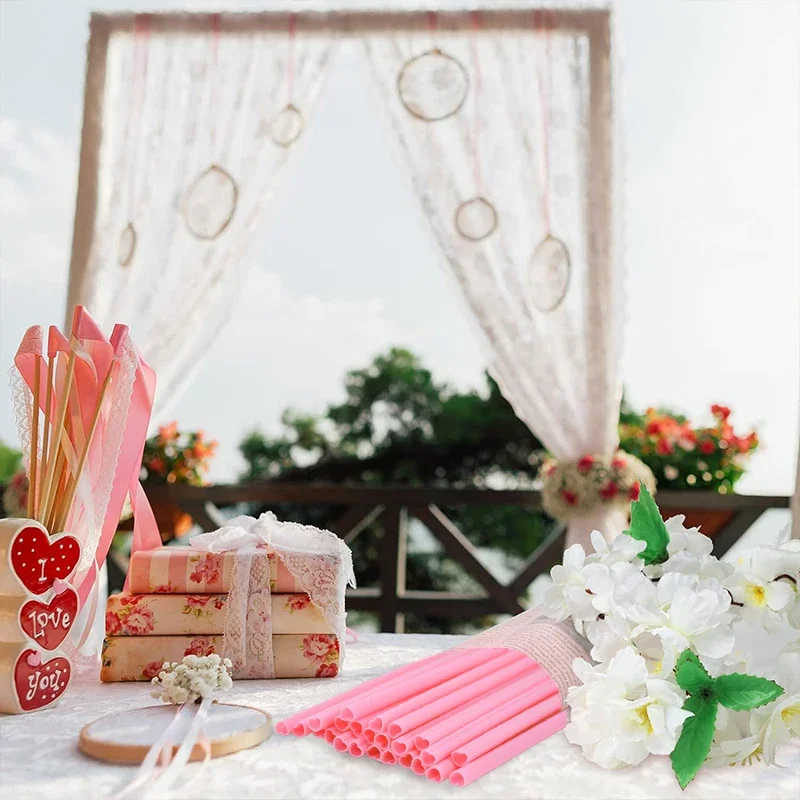 50 Uds. Pajitas desechables rosas en forma de corazón para beber, pajitas con boca de amor, suministros para de cumpleaños y boda, del Día de San Valentín