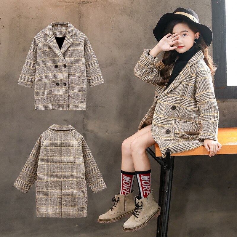 plaid children jacket for girls winter warm coat girls clothes kids outerwear autumn girls coat 4 6 8 10 12 Years