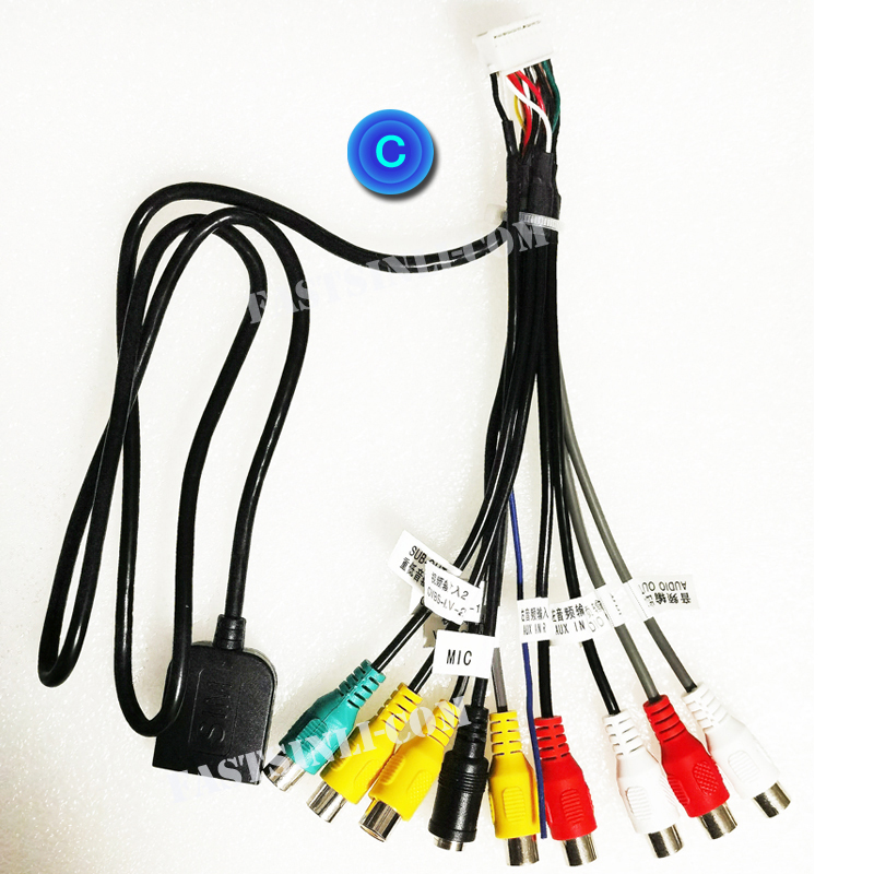 Microphone USB GPS Rear View Camera RCA Output AUX SIM Card Slot Radio Converter 16PIN 4G Power Cable For Car Navigation