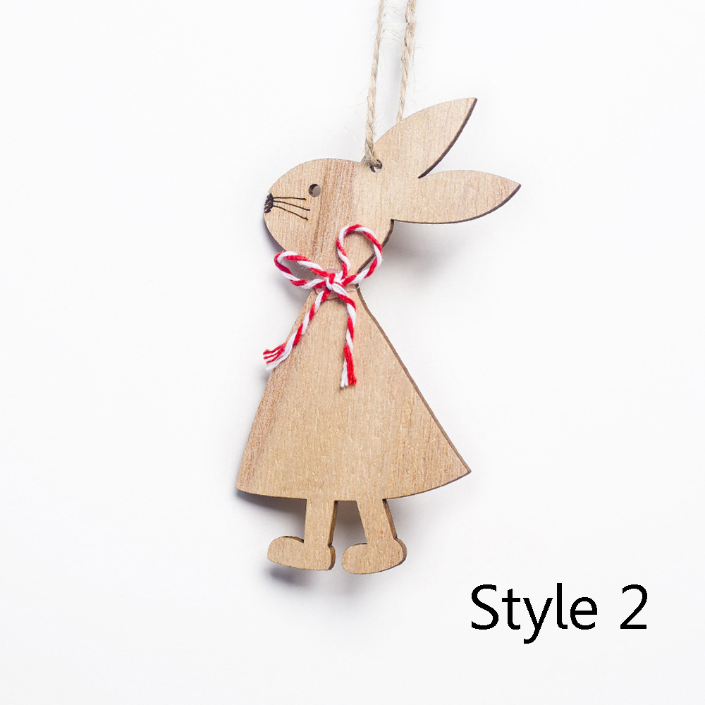 1/3 Pcs Pasen Konijn Houten Decoratie Diy Hout Opknoping Ambachten Schattige Bunny Pasen Ornamenten Feestartikelen Hout Ambachten: Style 2-3pcs
