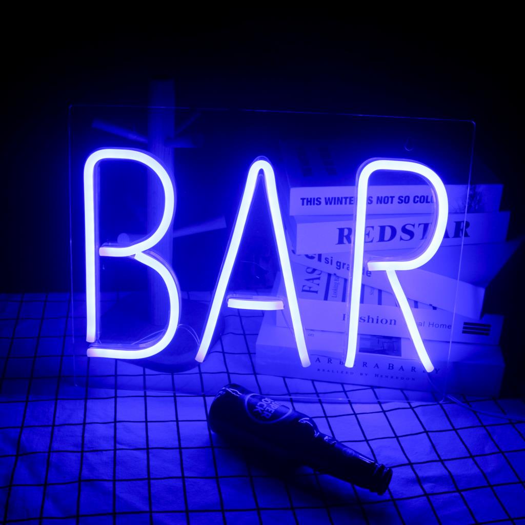 Ineonlife Led Bar Neon Borden Licht Voor Bar Brief Neon Brief Muur Opknoping Verlichting Usb Of Batterij Aangedreven Party Club room Decor: Blue