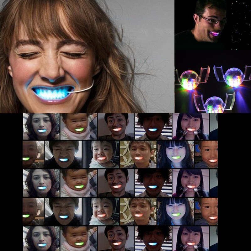 LED Flashing Light Mouth Guard Piece Glowing Tooth Toy Halloween Party Props BM88