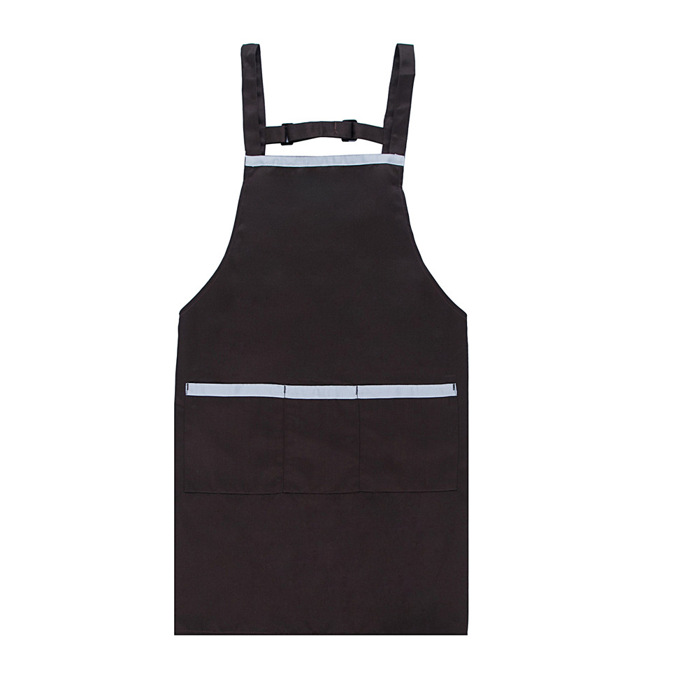 Delantal de trabajo de cocina para el hogar, panadería, cafetería, restaurante, servicio de comida multibolsillo con tiras ajustables Unisex de: Marrón