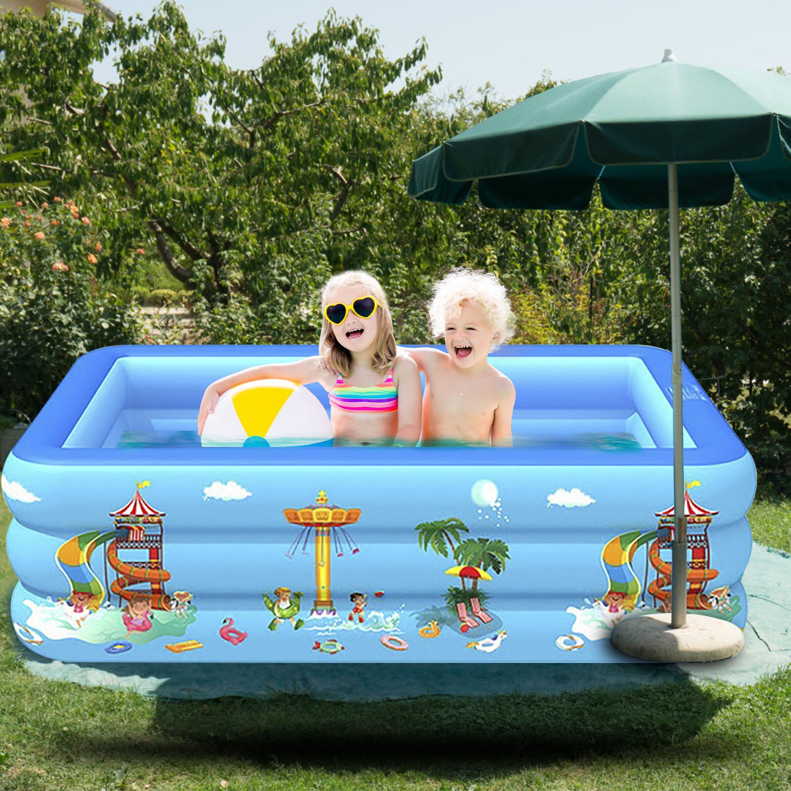 130Cm Opblaasbare Zwembad Zomer Pvc Outdoor Drie Lagen Familie Tuin Water Spelen Zwembad Voor Kinderen Jongens Meisjes spelen # Gm