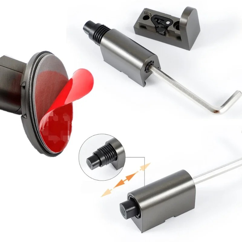 Solid Metal Door Stopper Updated Mechanical Self-Locking Stop Height Adjustable Sticker And Screw Fix DIY Hidden Door Holders