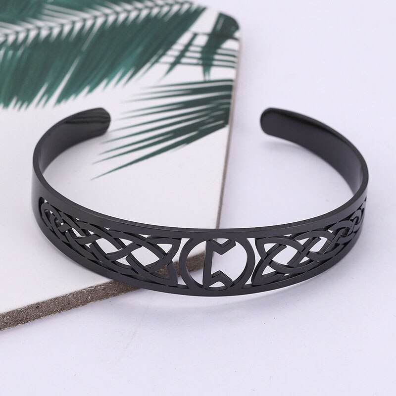Wicca Armband Voor Vrouwen Mannen Nordic Runen Manchet Bangle Ierse Celtics Knoop Nordic Brief Amulet Armbanden