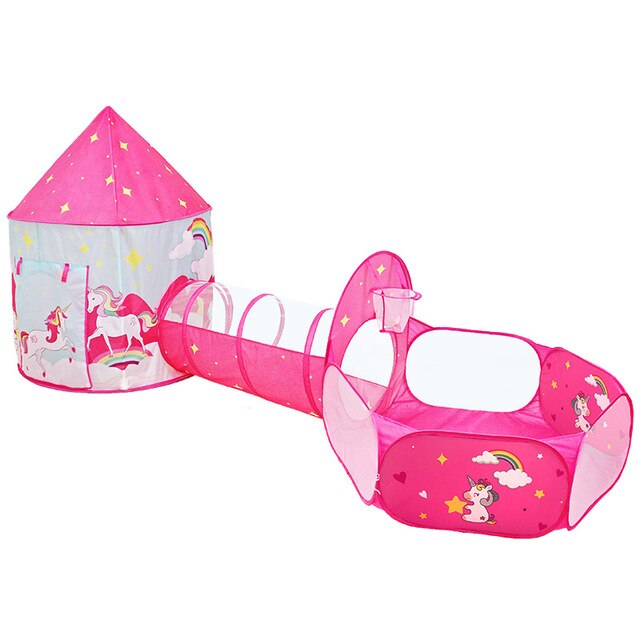 Tienda de campaña portátil 3 en 1 para niños, casa de juegos con cápsula espacial de unicornio, plegable, piscina de bolas para interiores y exteriores, para bebé: 3 in 1 U