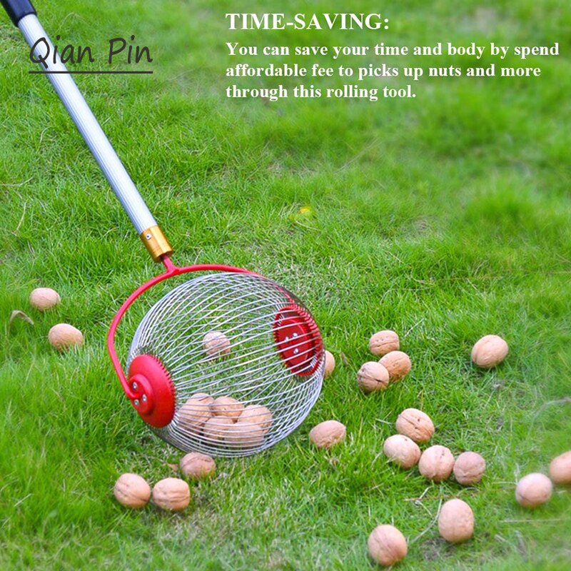 Household Nut Gatherer Fruit Collector Rolling Harvester Picker for Picking Up chestnut lemon pecan acorn walnut gardening tool