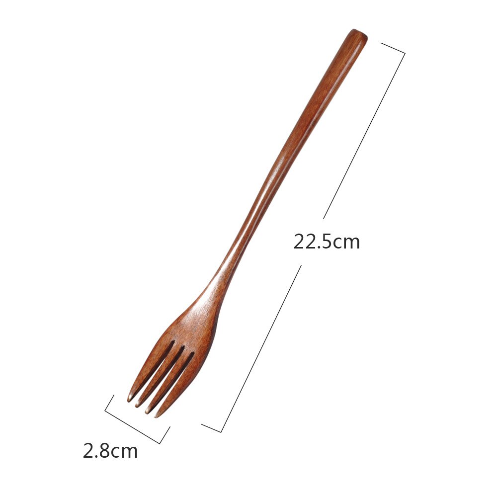 Tenedor y cuchara de madera de bambú, utensilio de cocina, utensilios para sopa y té, vajilla, tenedor de madera de , ,: Default Title