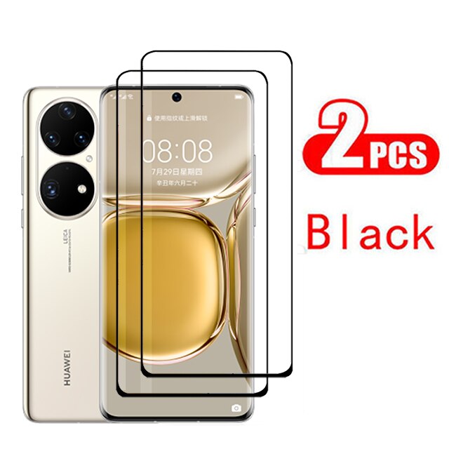 6 In 1 Screen Protector Beschermende Glas Voor Huawei P50 Pro Terug Camera Lens Film Gehard Glas Op Huawei P50 pro Glas: 2 Black glass / P50