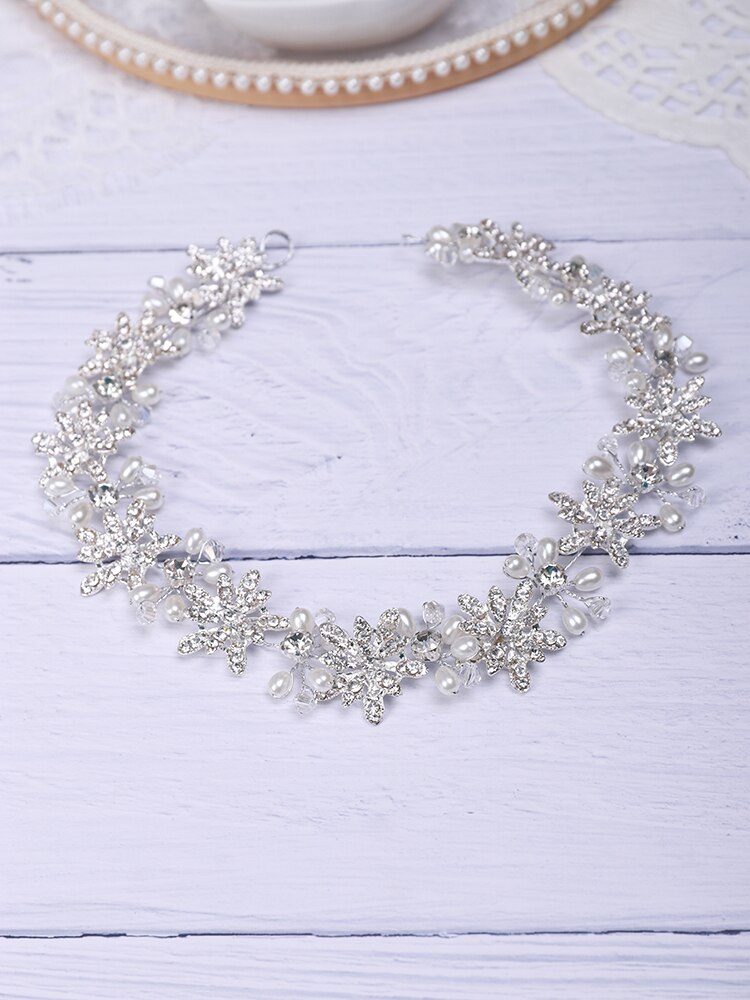 Tiare en argent coiffure de mariage brillant strass perle luxe bandeau femmes cheveux ensemble de bijoux accessoires de cheveux de mariée