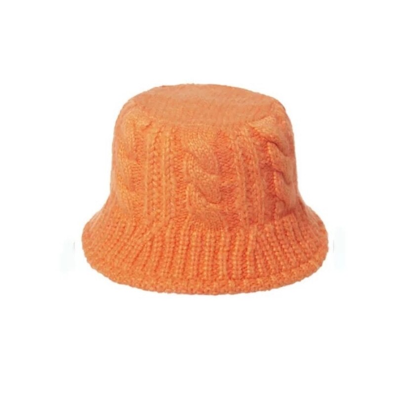 Vrouwen Herfst Winter Muts Warm Visser Hoed Panama Outdoor Hoofddeksels Bob Emmer Hoed Hand Gebreide Wol Hoeden voor Vrouwen: Orange red