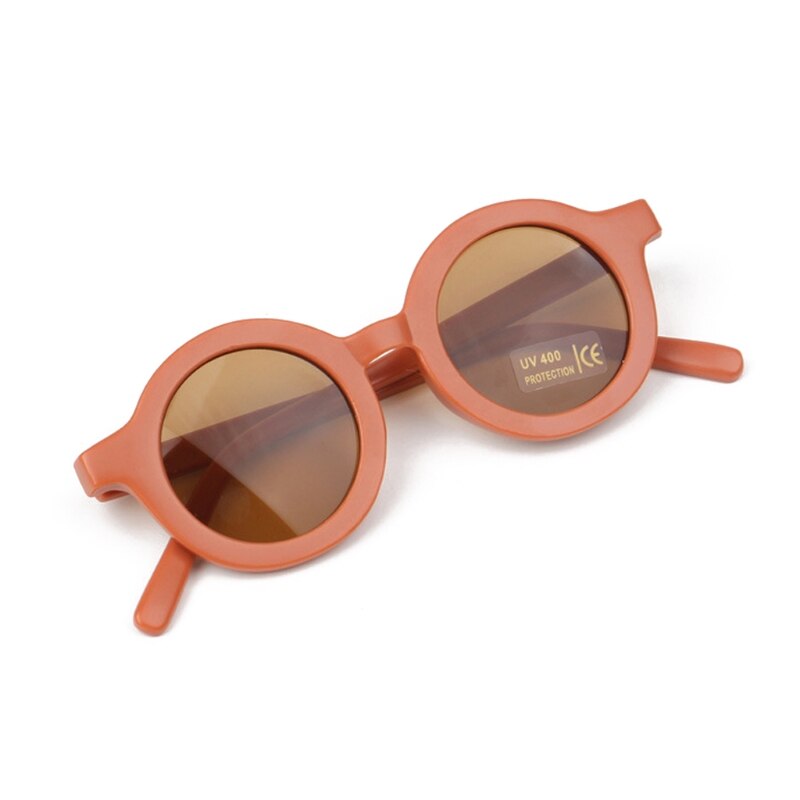 Sommer polariserte uv beskytte barnesolbriller retro runde låve polariserte solbriller  uv 400 beskyttelses låve solbriller: Oransjerød