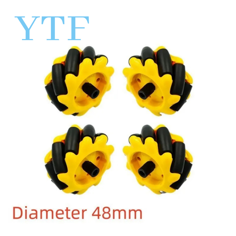 Roue Mecanum en plastique de haute dureté, 4 pièces/lot, 48mm 60mm 80mm 97mm, omnidirectionnelle pour moteur TT, voiture Robot intelligente avec moyeux de 6mm
