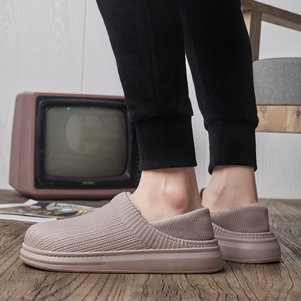 Men Winter EVA Slippers Waterproof Indoor Casual Warm Plush Slippers Cotton Fur Slippers Home Slippers Men Shoes