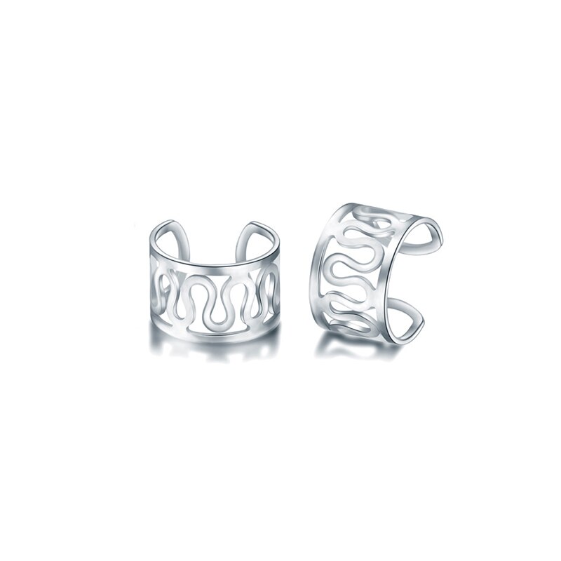 12pcs/set Punk Rock Ear Clip Cuff Wrap Earrings No piercing-Clip On Cartilage Wrap Earring: 2pcs silver