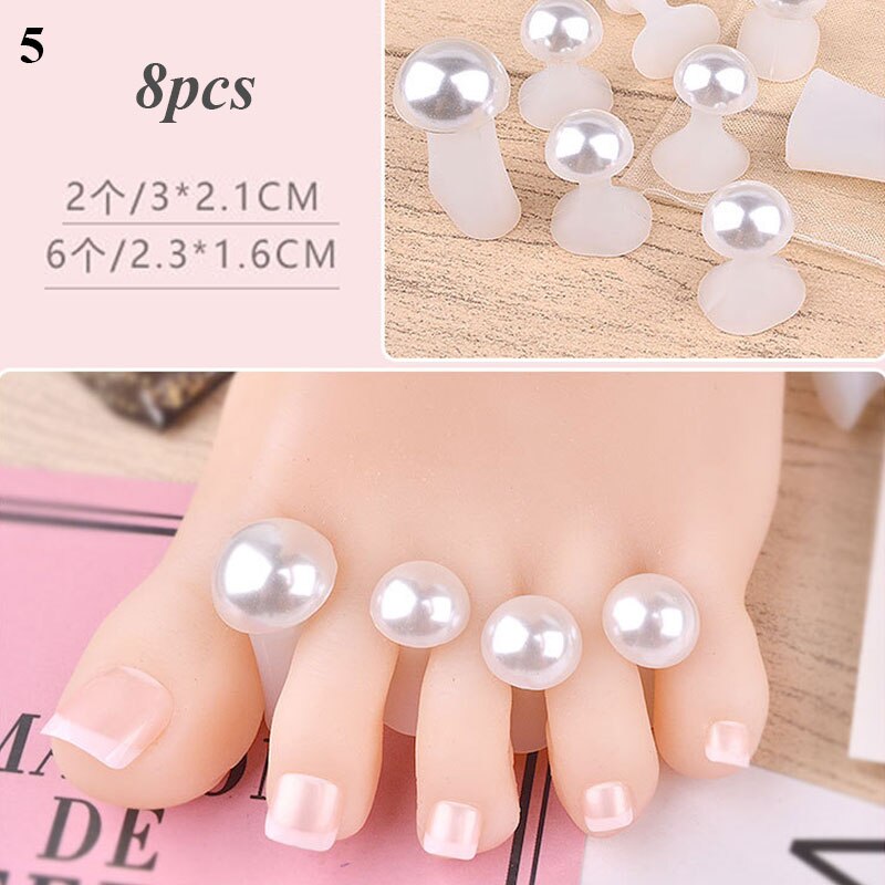 Silicone Thumb Protector Nail Care Nail Art 8 Pcs Teen Separator Manicure Daisy Bloem Crystal Diamond Comfortabele Pedicure Tool: Dark Gray