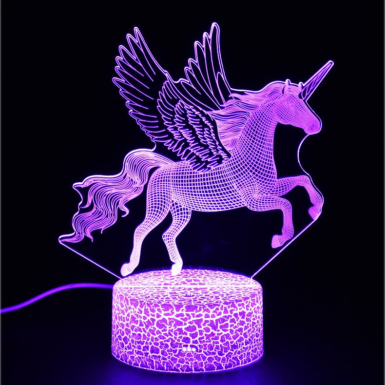 Eenhoorn Serie Kleurrijke Creatieve Diermodel Paard 3D Licht Led Klein Nachtlampje Tafellamp Visuele Licht: 10