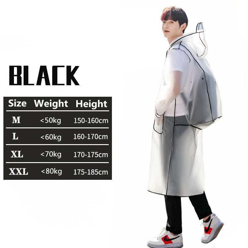 Waterproof Transparent Eva Clear Long Ladies Raincoats Women Men Rain Coat Jackets Hooded With Schoolbag space