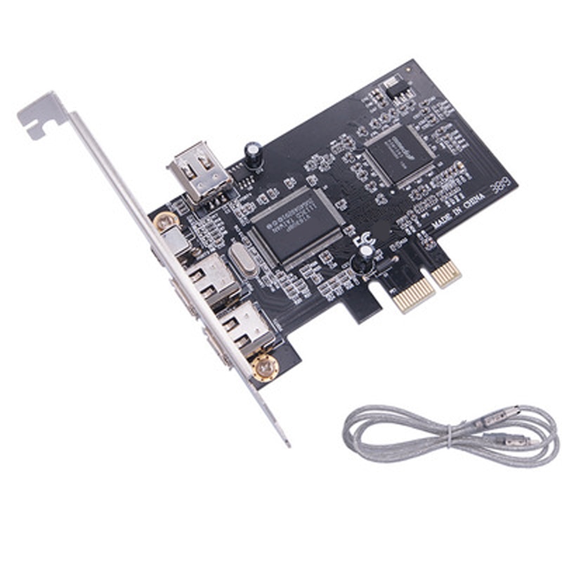 High Speed Pci-E 1X Om 1394A 4 Poort (3 + 1) firewire Kaart Adapter Met 6-Pin Naar 4-Pin Ieee 1394 Kabel Compatibel Voor Desktop Pc