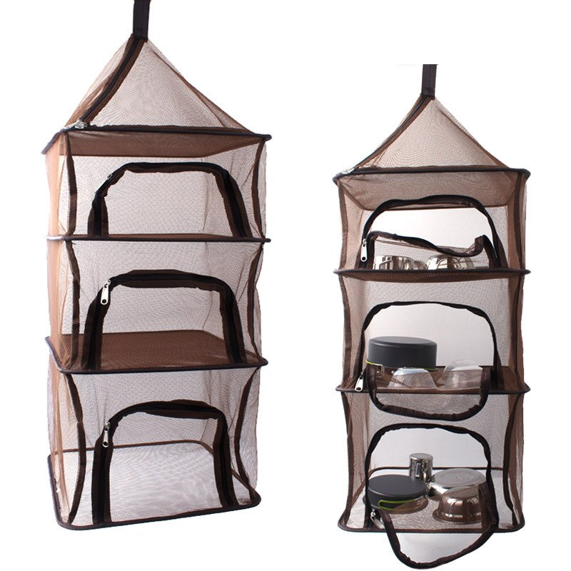 4 Layers Hanging Dry Net Foldable Mesh Storage Basket Fishing Drying Rack for Camping Picnic