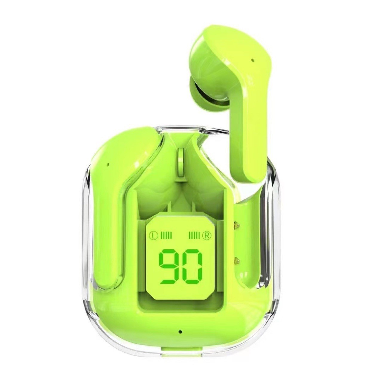 Original Wireless Bluetooth Earphone Transparent HIFI Headphones LED Power Digital Display Stereo Sound Earphones for Xiaomi: green