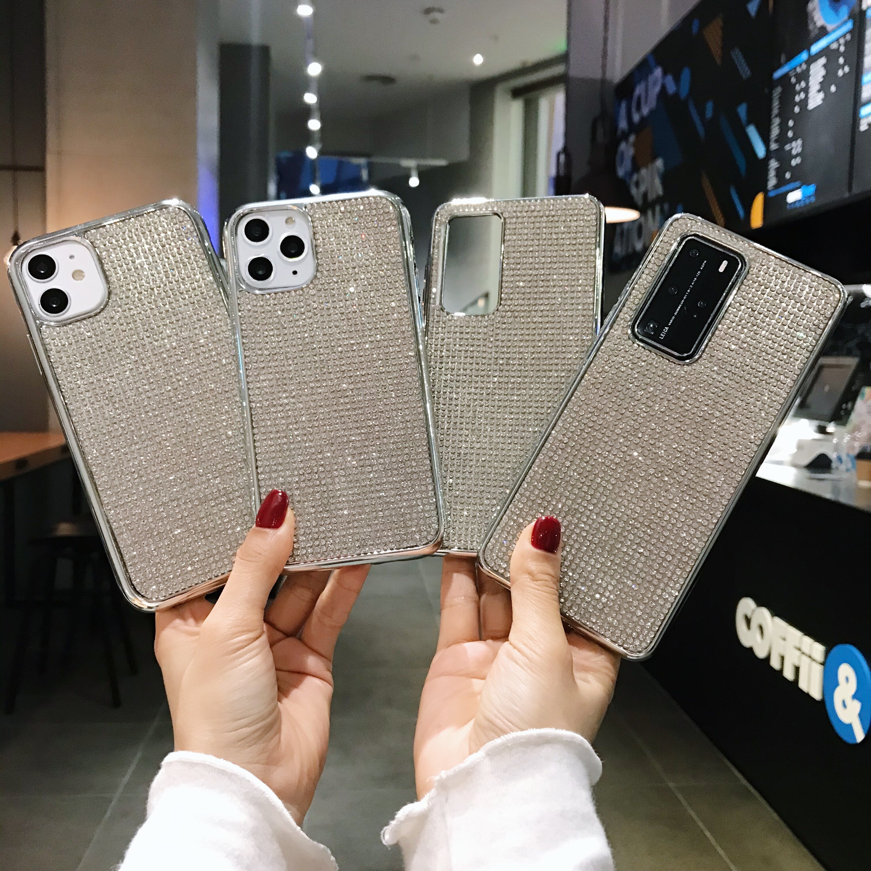 Coque scintillante à strass pour iPhone, compatible modèles 6S, 6, 7, 8 Plus, 11 Pro, XS Max, XR, X, SE , cristal