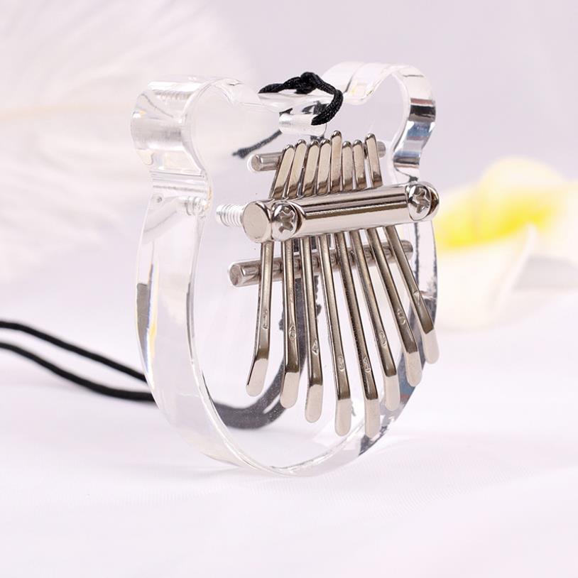 8 Keys Children Mini Kalimba Thumb Piano Acrylic Crystal Transparent Kalimba Instrument Sound Musical for Beginner Finger Piano