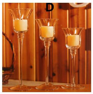 3pcs/set Crystal Glass Stemmed Votive Candle Holder Pillar Tea Light Goblet Candlestick Wedding Pub Party Decoration: D