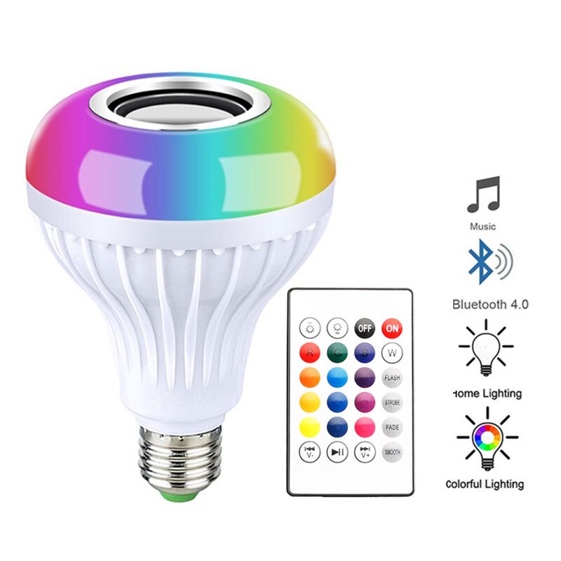 Draadloze Bluetooth Speaker + 12 W RGB Lamp Luidsprekers LED Lamp met Geluid Functie Muziek Speler met Afstandsbediening